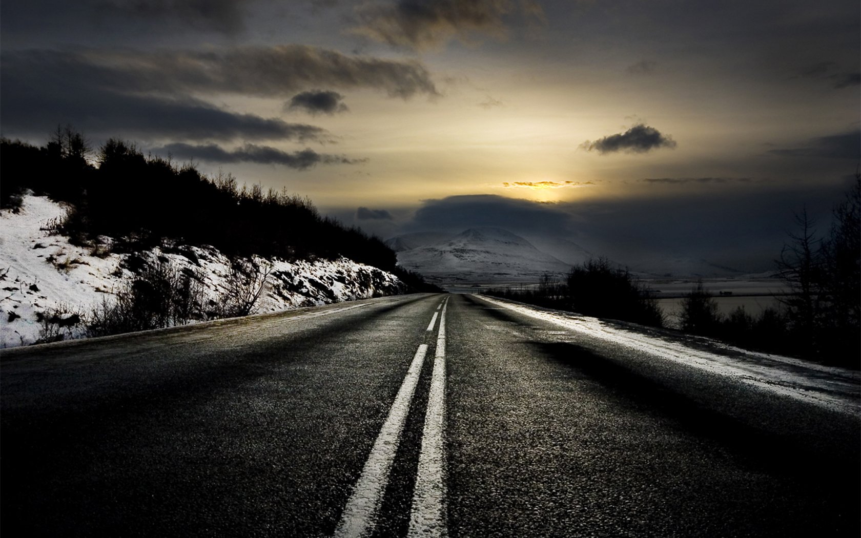 road dawn winter