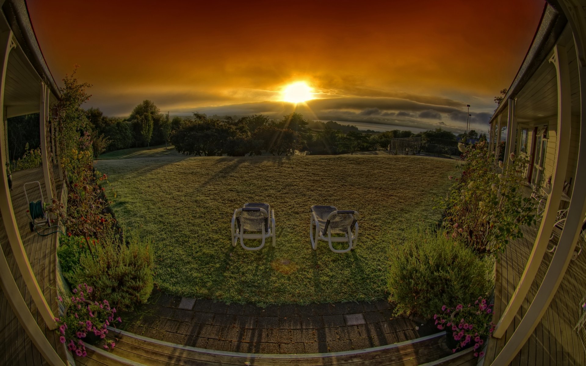 veranda puesta de sol nubes