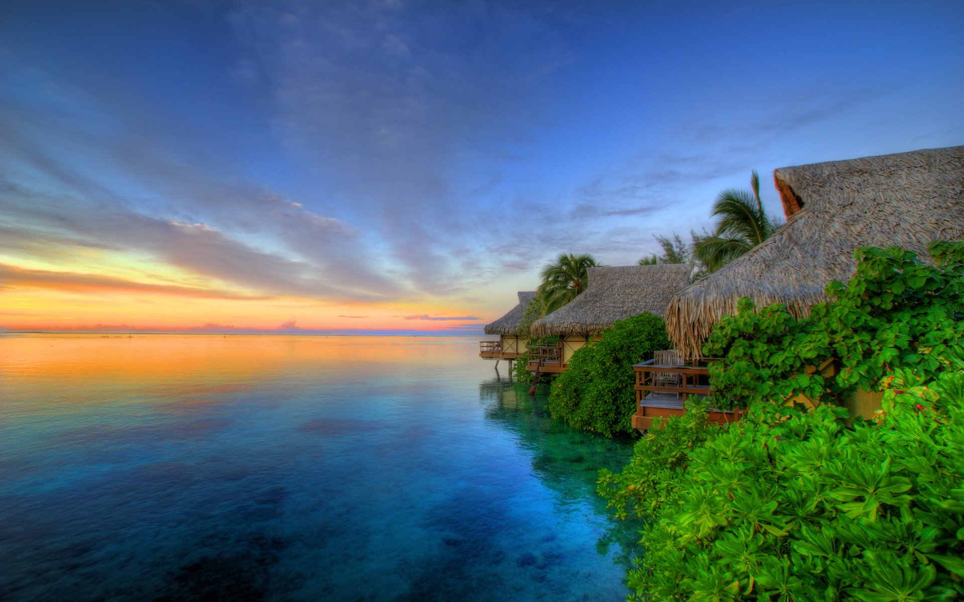 tahití isla de moorea puesta de sol