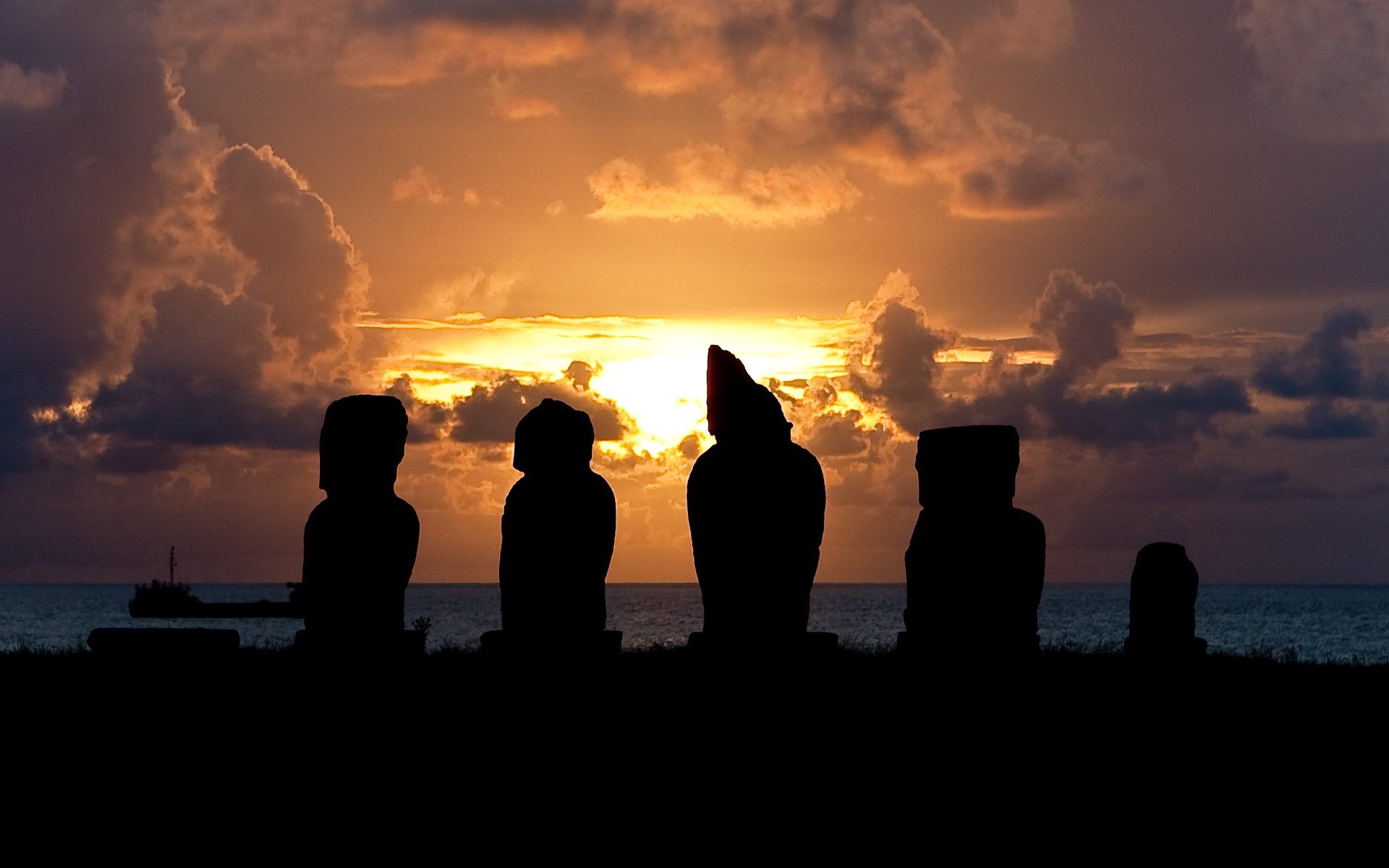 insel ostern bilder idole sonnenuntergang meer