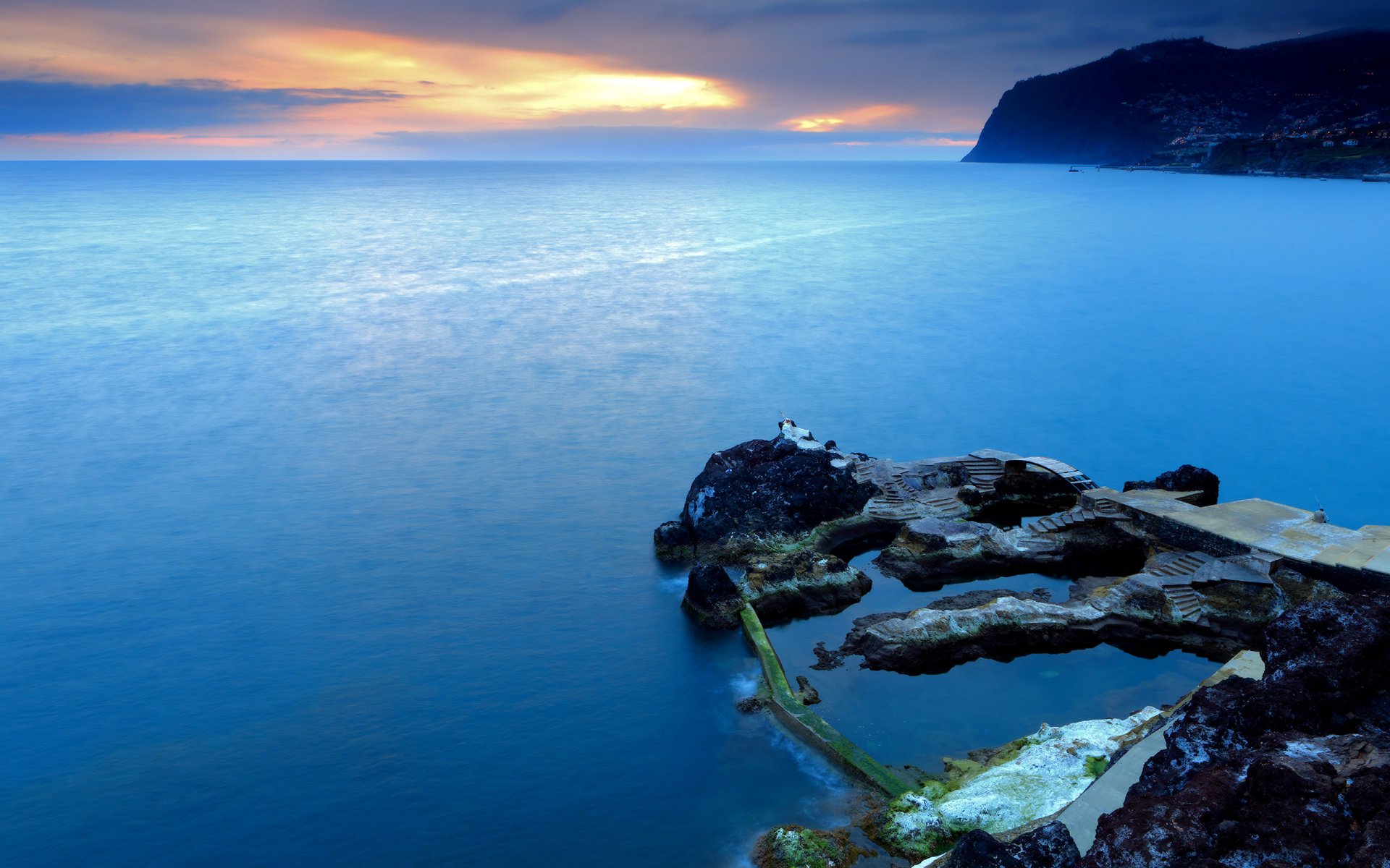 portugal sunset rock sea