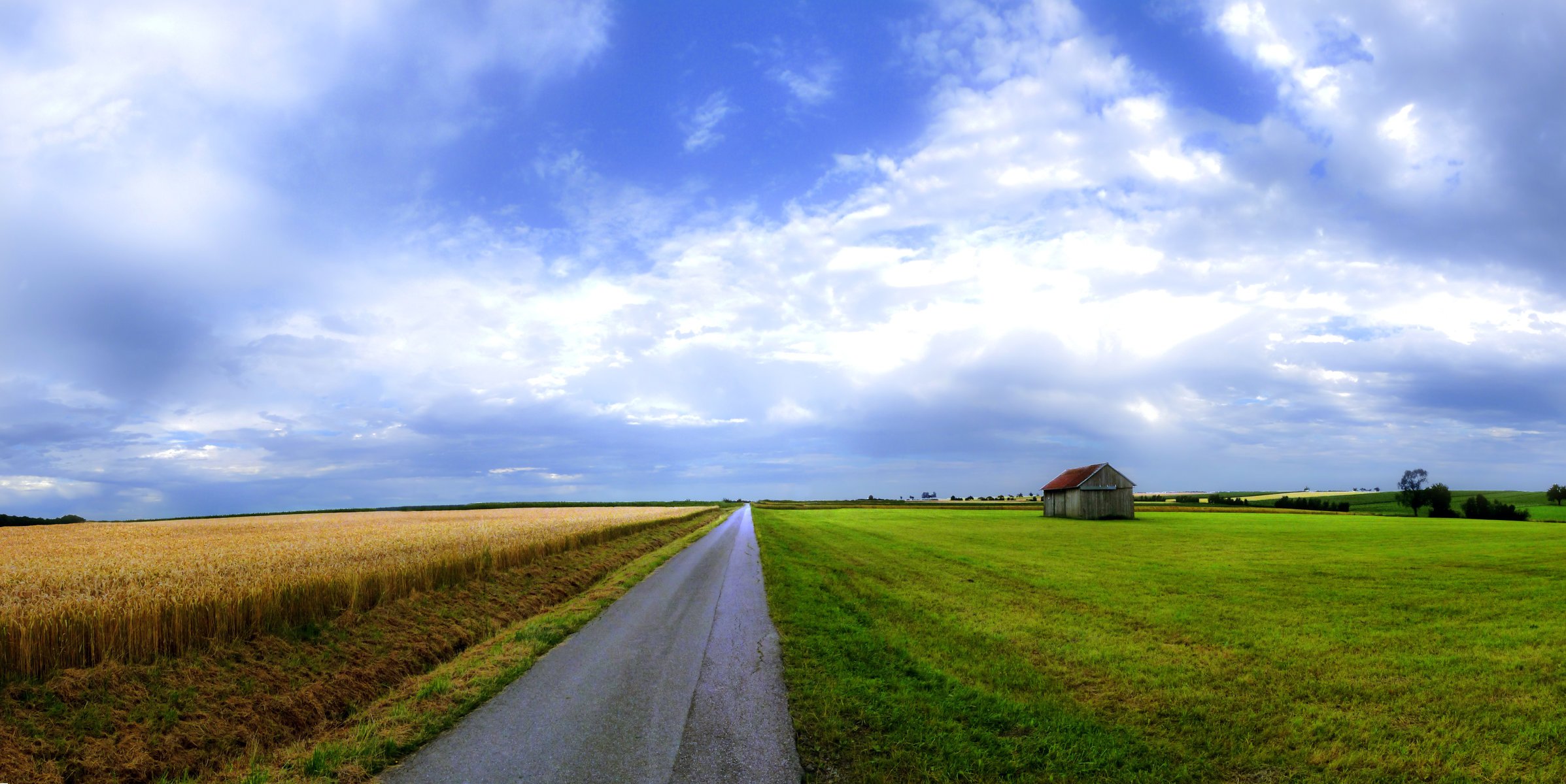 droga pole dom niebo piękno tapeta panoramiczna