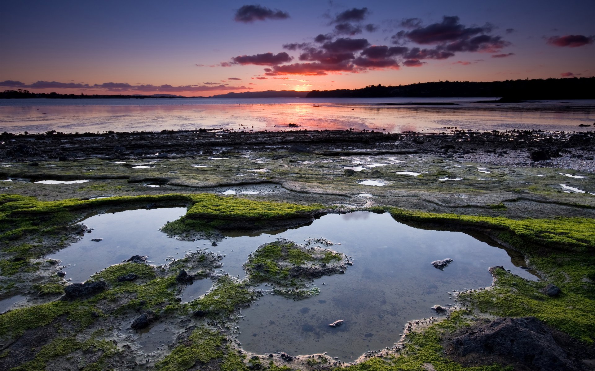 beach lake sunset