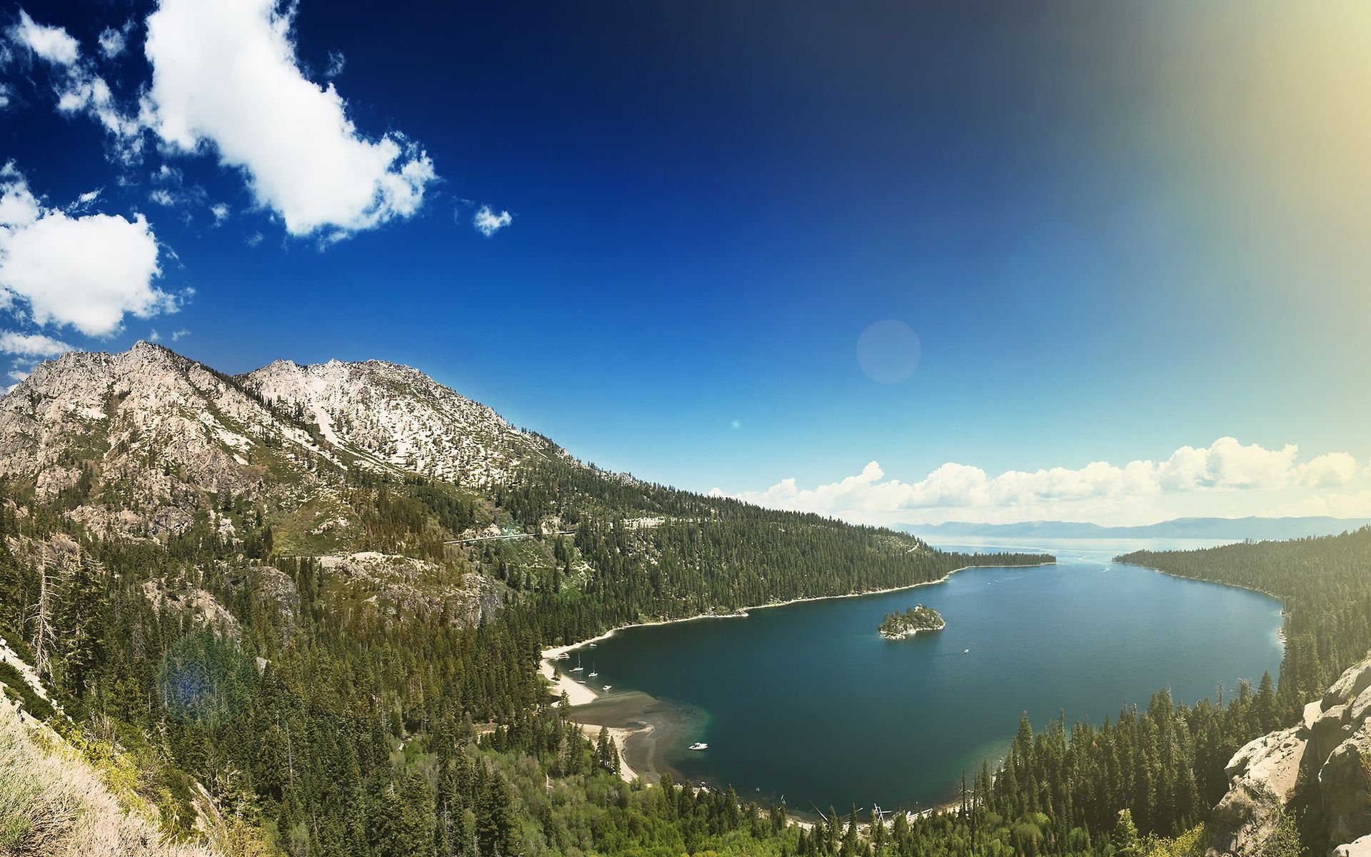 montagne lago cielo alberi