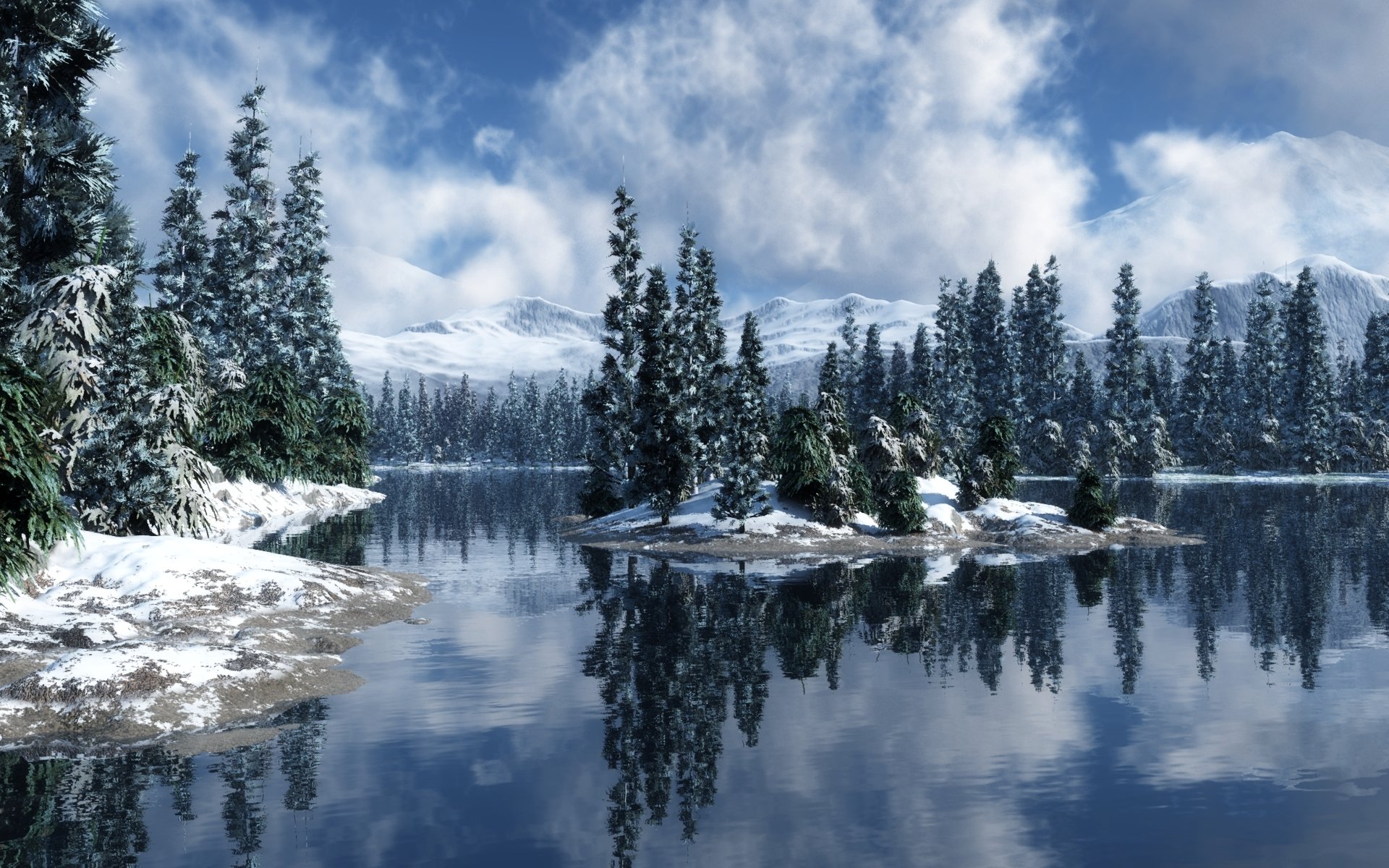 лесное озеро зимой