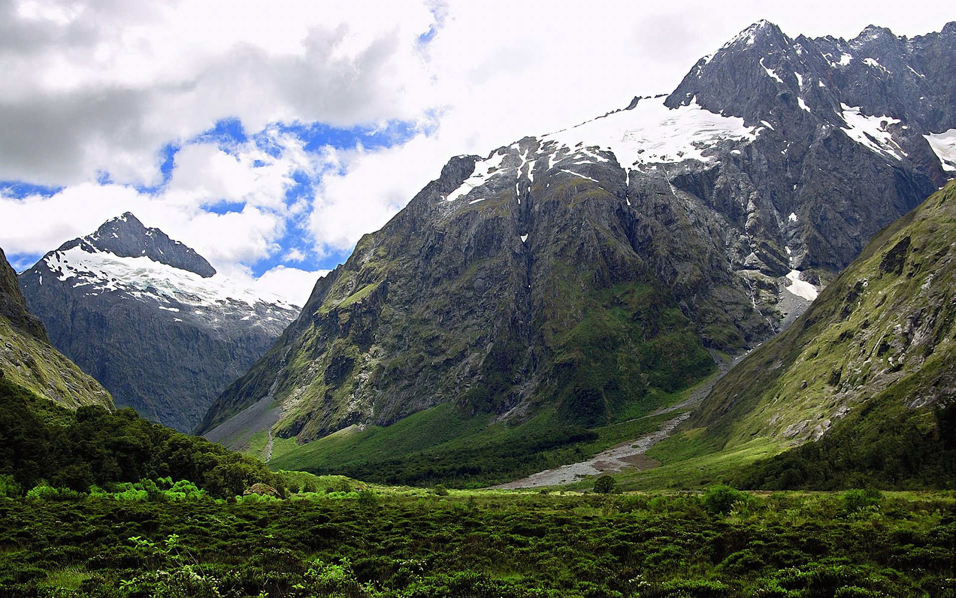 mountain snow green