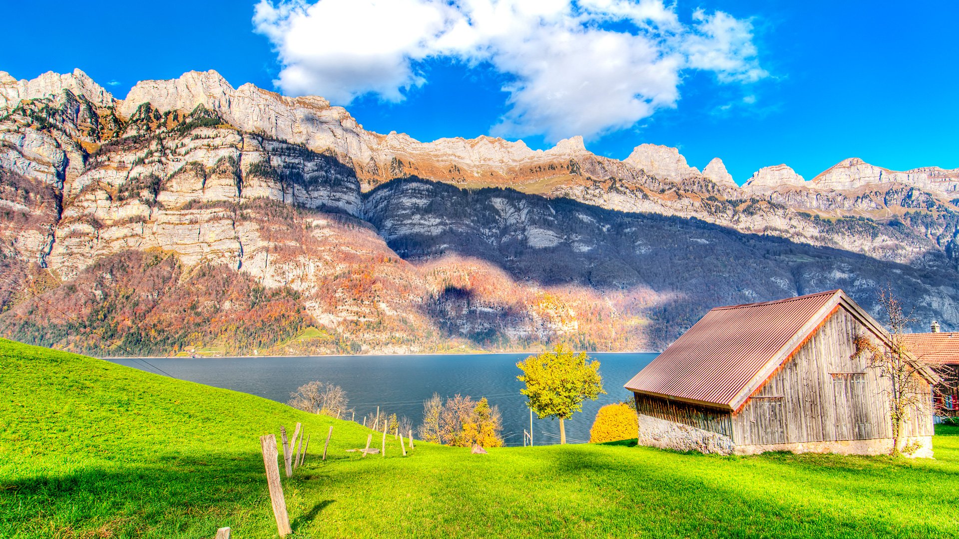 carta da parati casa fiume montagne