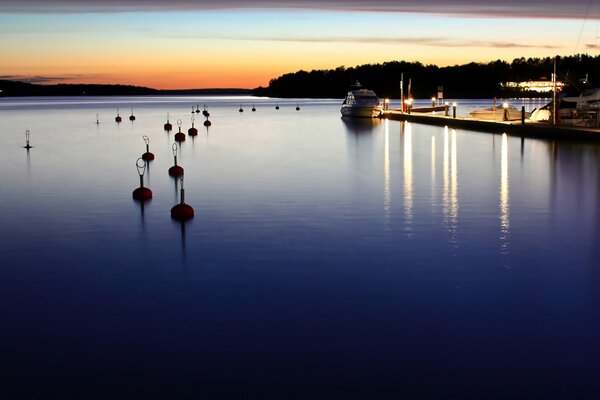 Marina in the evening at the sea