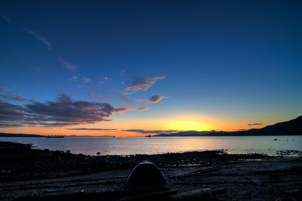 Belle vue du coucher de soleil à Vancouver