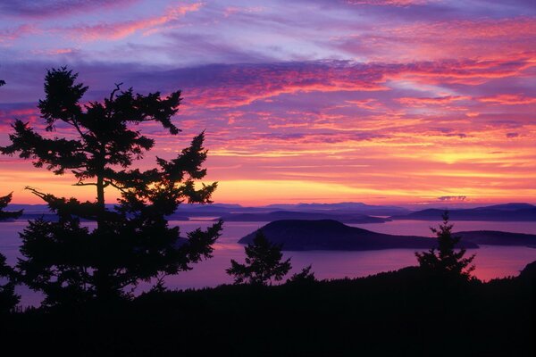 Paysage de la nature au coucher du soleil