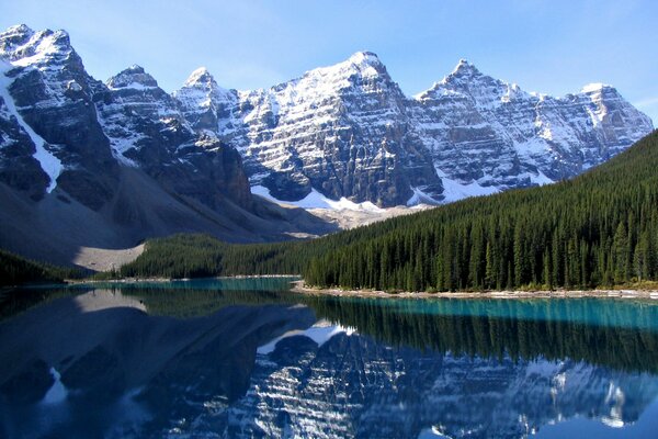 Blue lake on the background of mountains