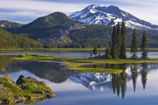 Images de montagnes, forêts, lacs