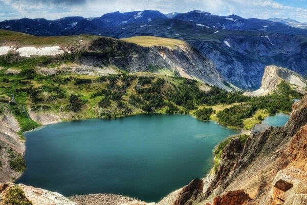 Beautiful photo of a lake in the mountains