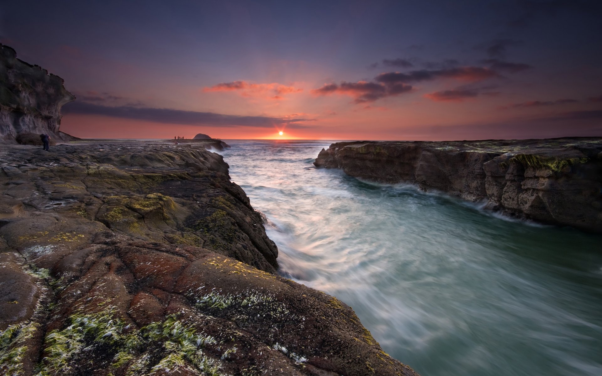 nouvelle-zélande pierres ciel coucher de soleil rivière