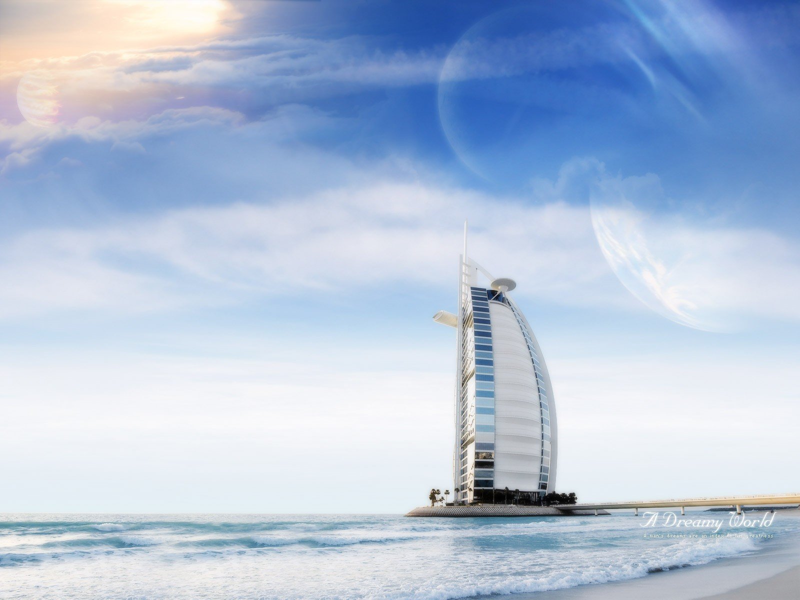 burj al arab hotel dubai nuvole mare mondo da sogno