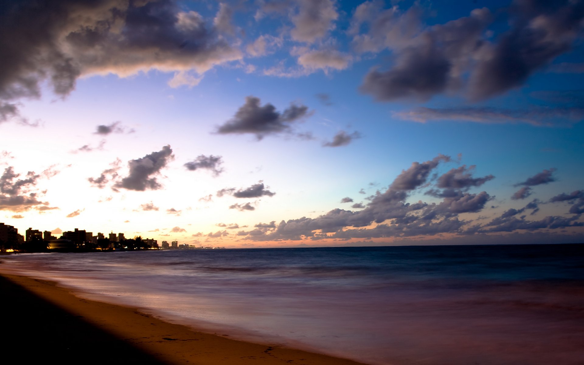 beach sea clouds night