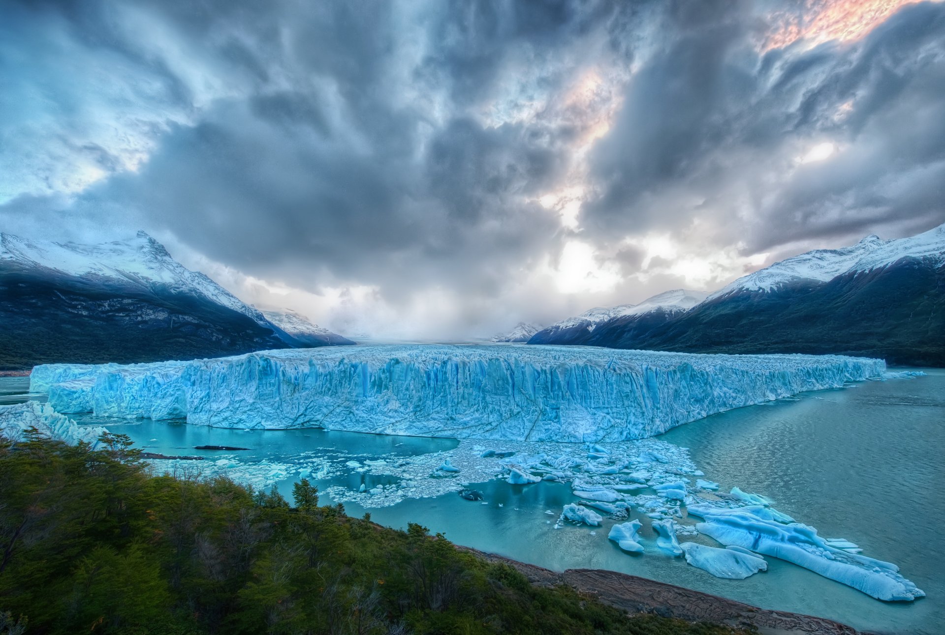 iceberg mountain landscape forest water