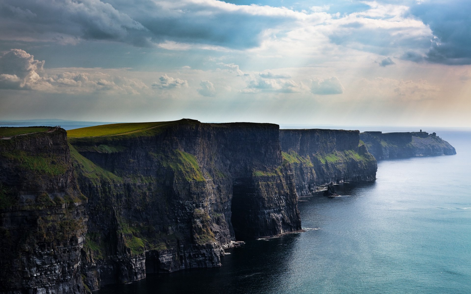 rocks ireland cliffs cliff clouds deep sea