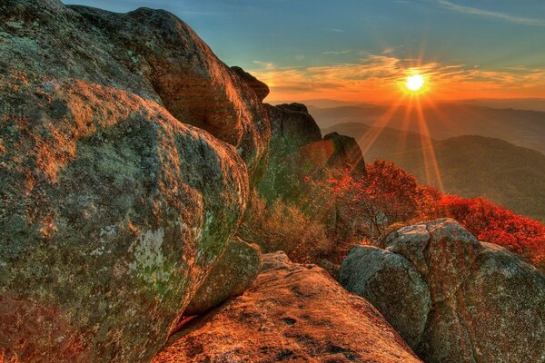 Sunset in a rocky area