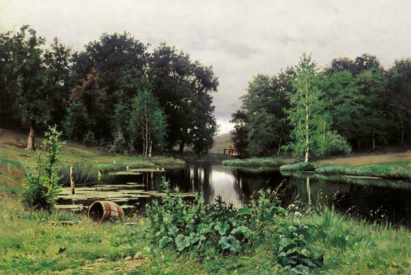 Summer landscape with the pond of Yefim Yefimovich Volkov