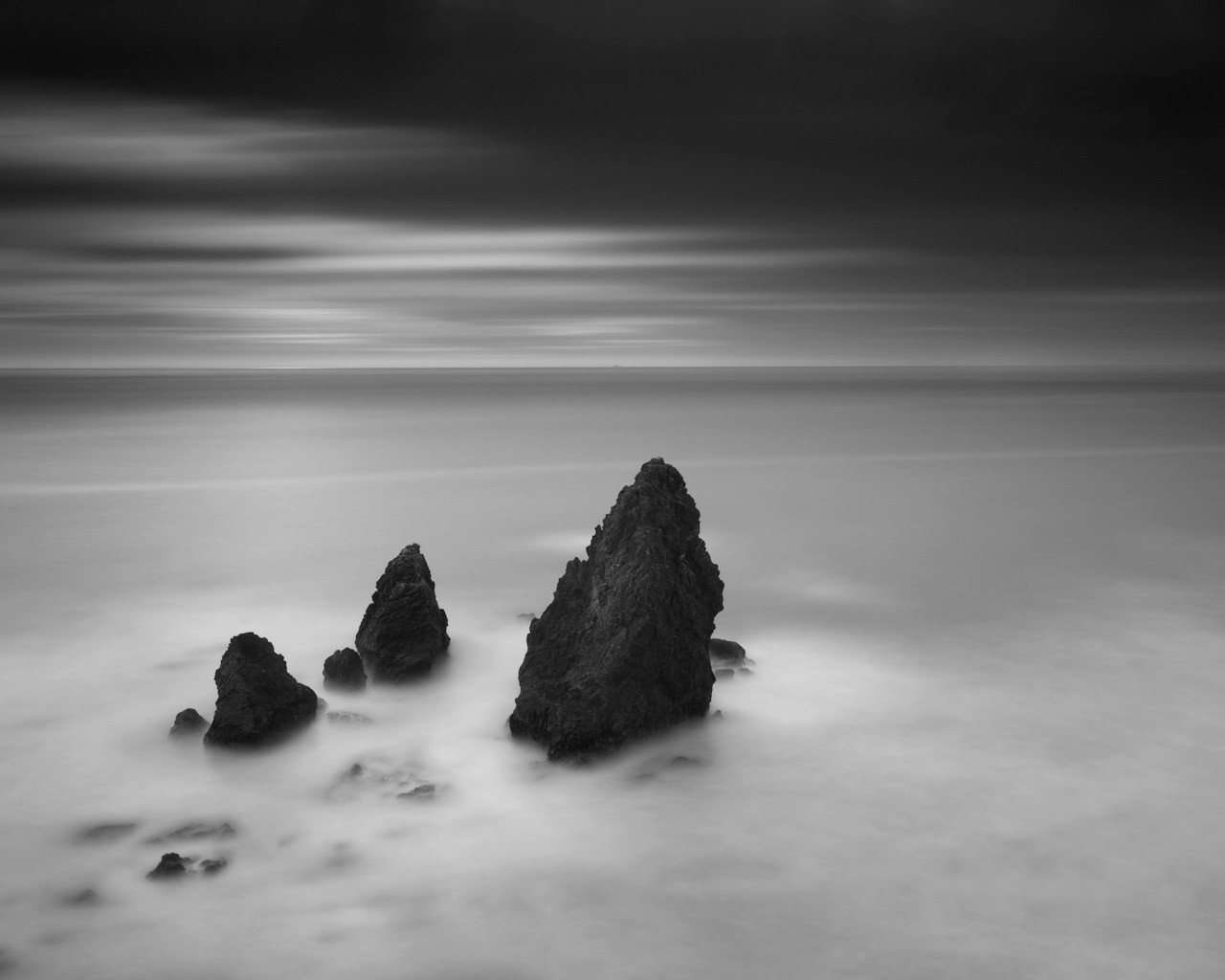 black and white rock horizon