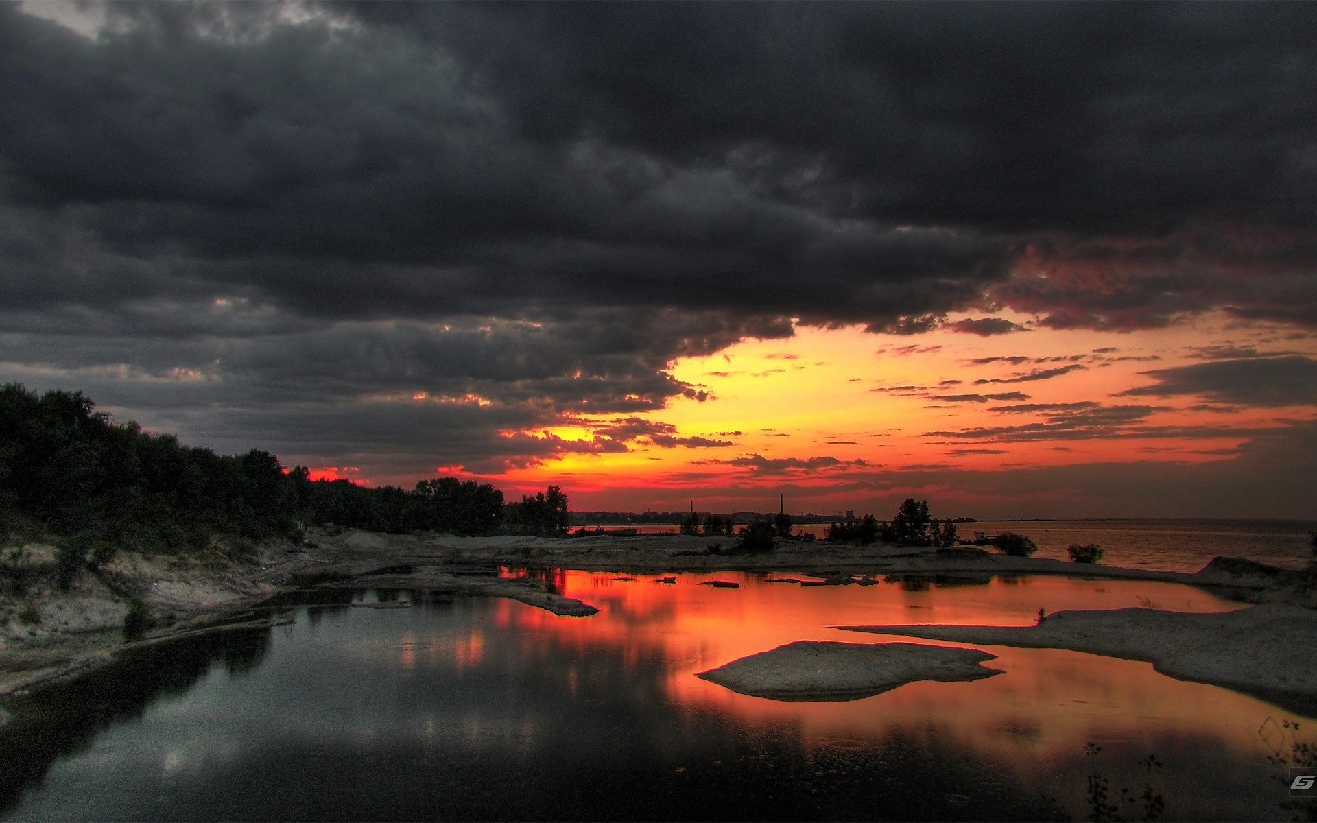 zachód słońca panorama chmury