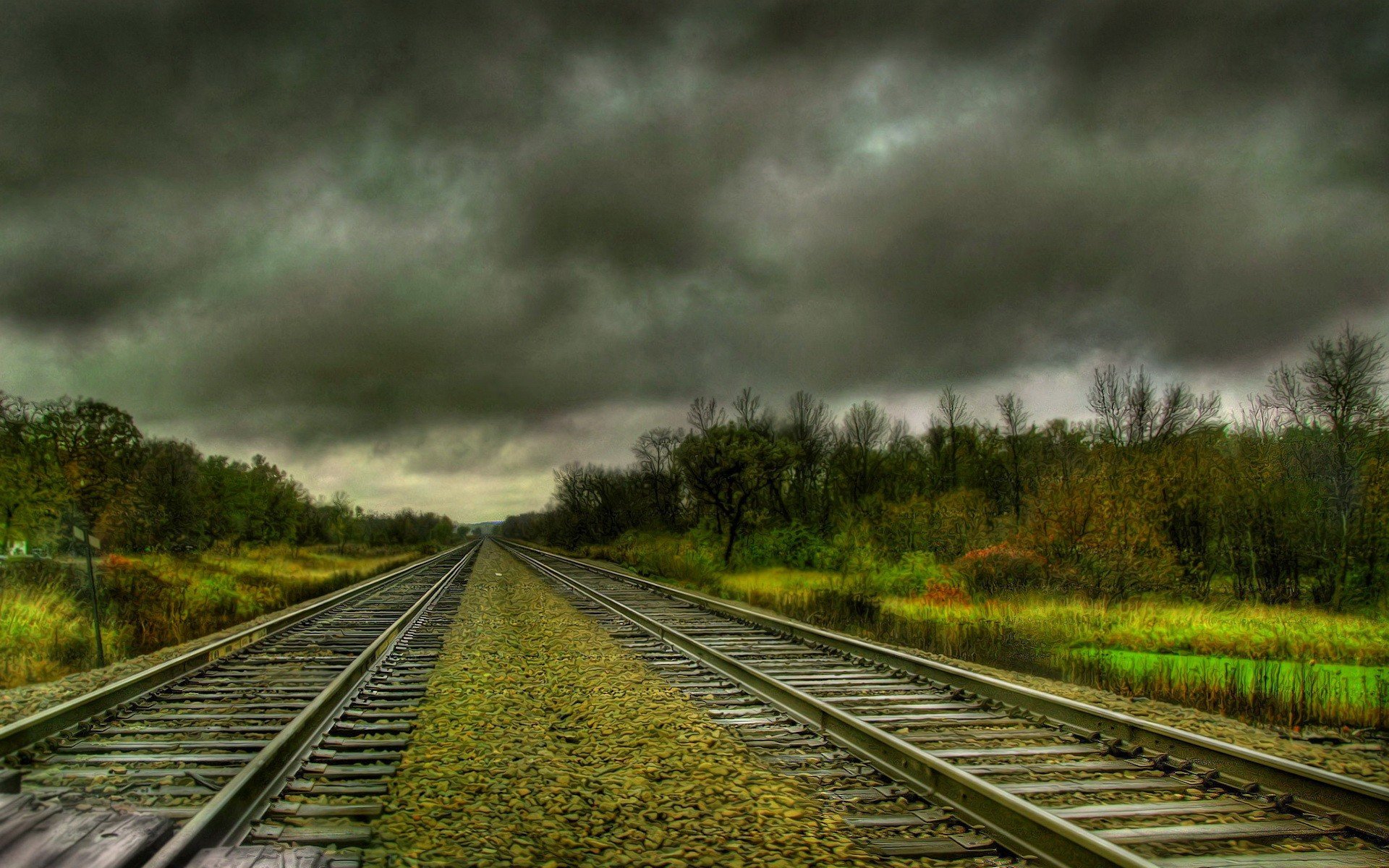 ferrocarril carretera nubes oscuridad