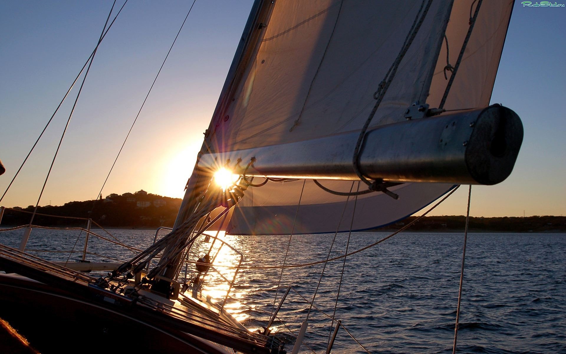 weg sonnenuntergang meer yacht