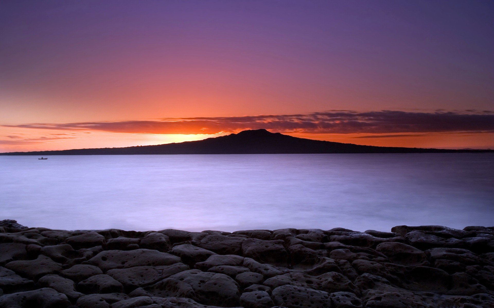 tones water lake mountain sunset