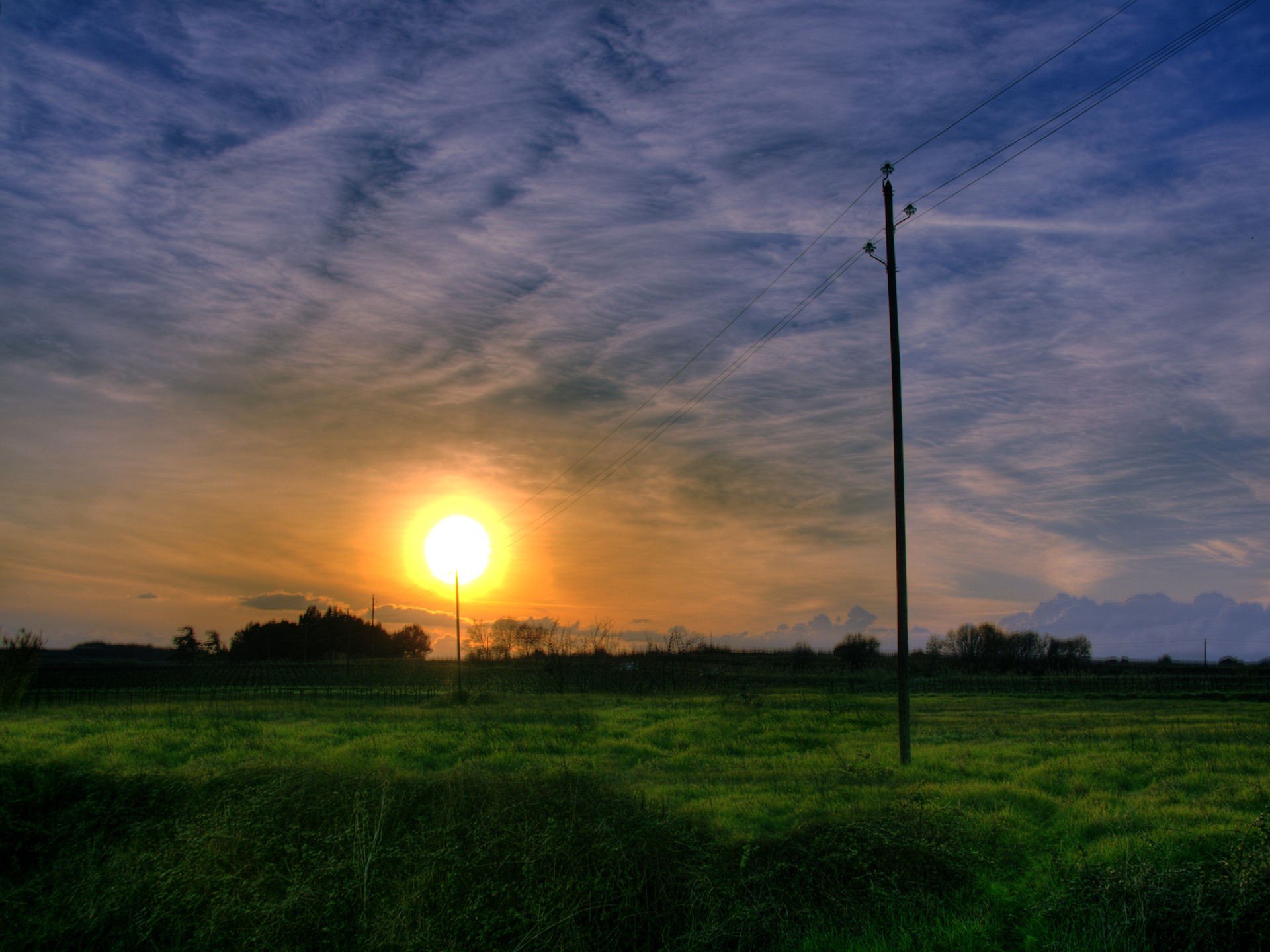 soleil poteaux herbe