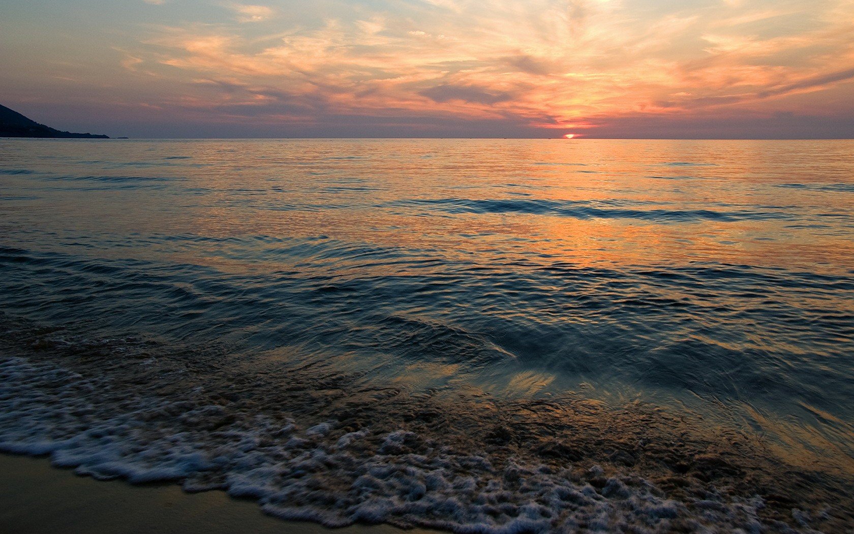 mer soleil coucher de soleil côte calme