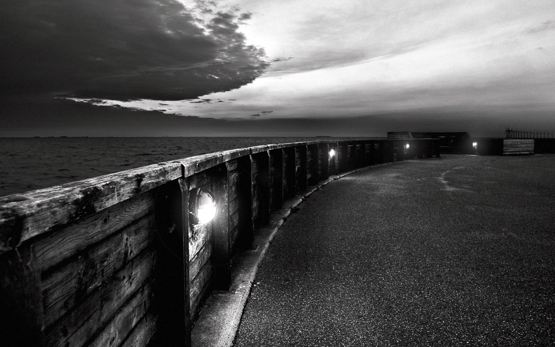 embankment black and white cloud