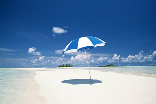 Umbrella on the sandy beach by the sea