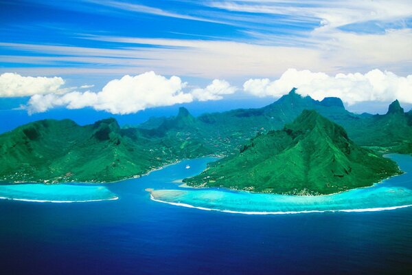 Mountains and clouds on the background