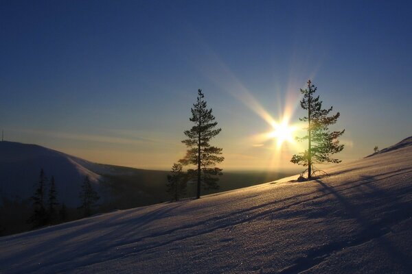 Wintersonne und Himmel