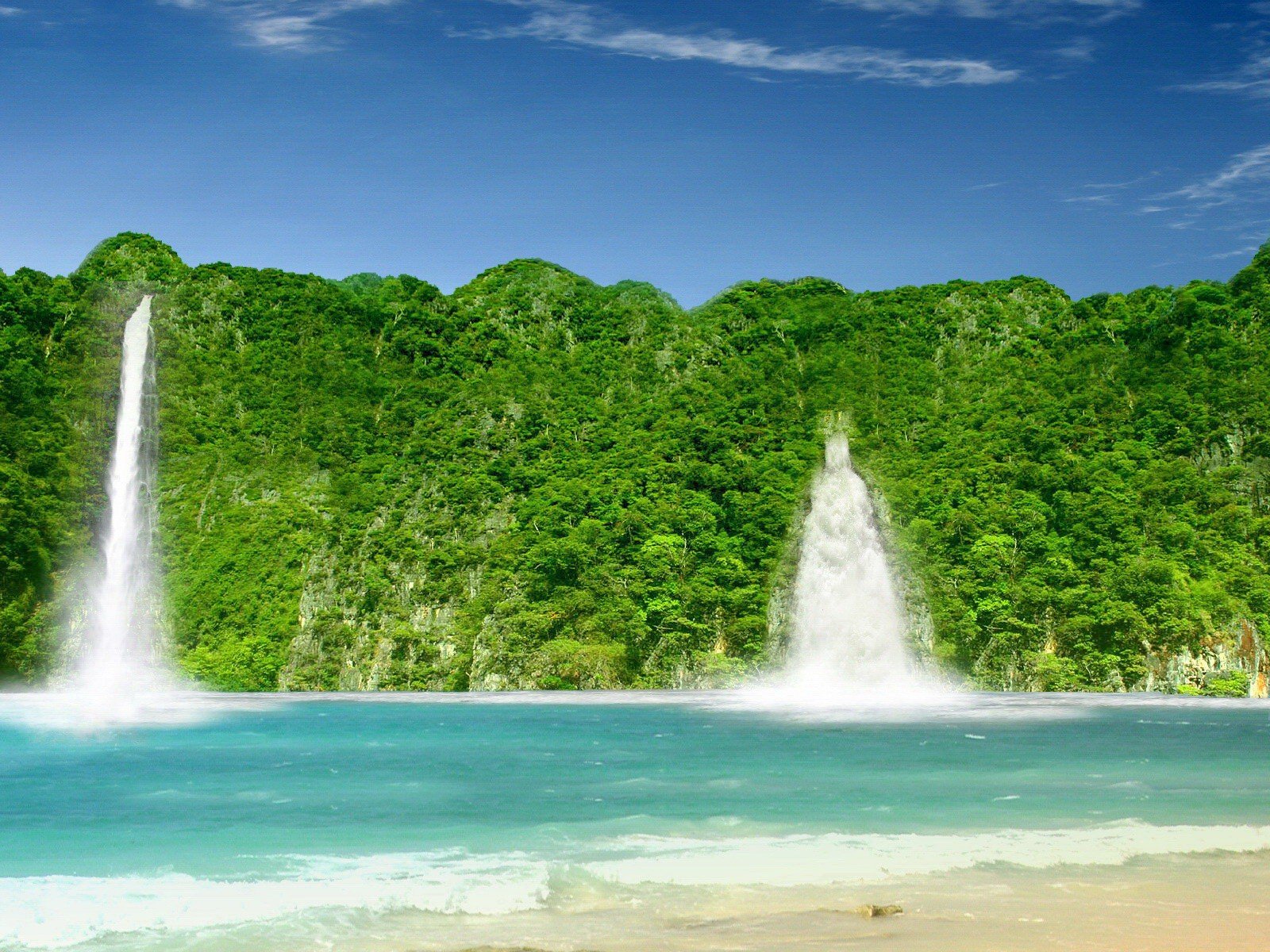 wasserfall grün himmel