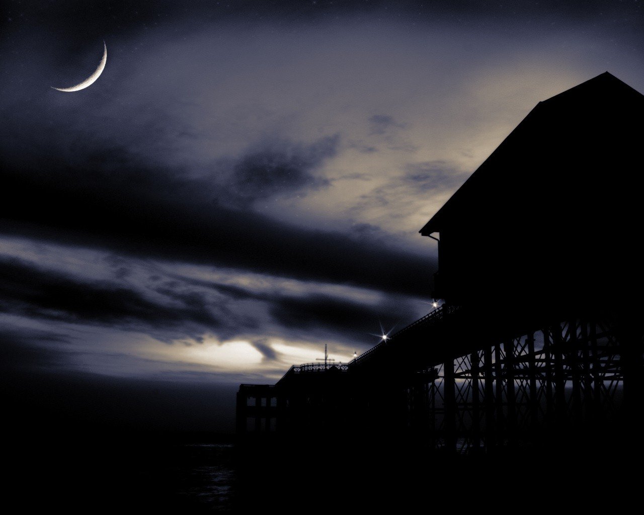 muelle luna noche