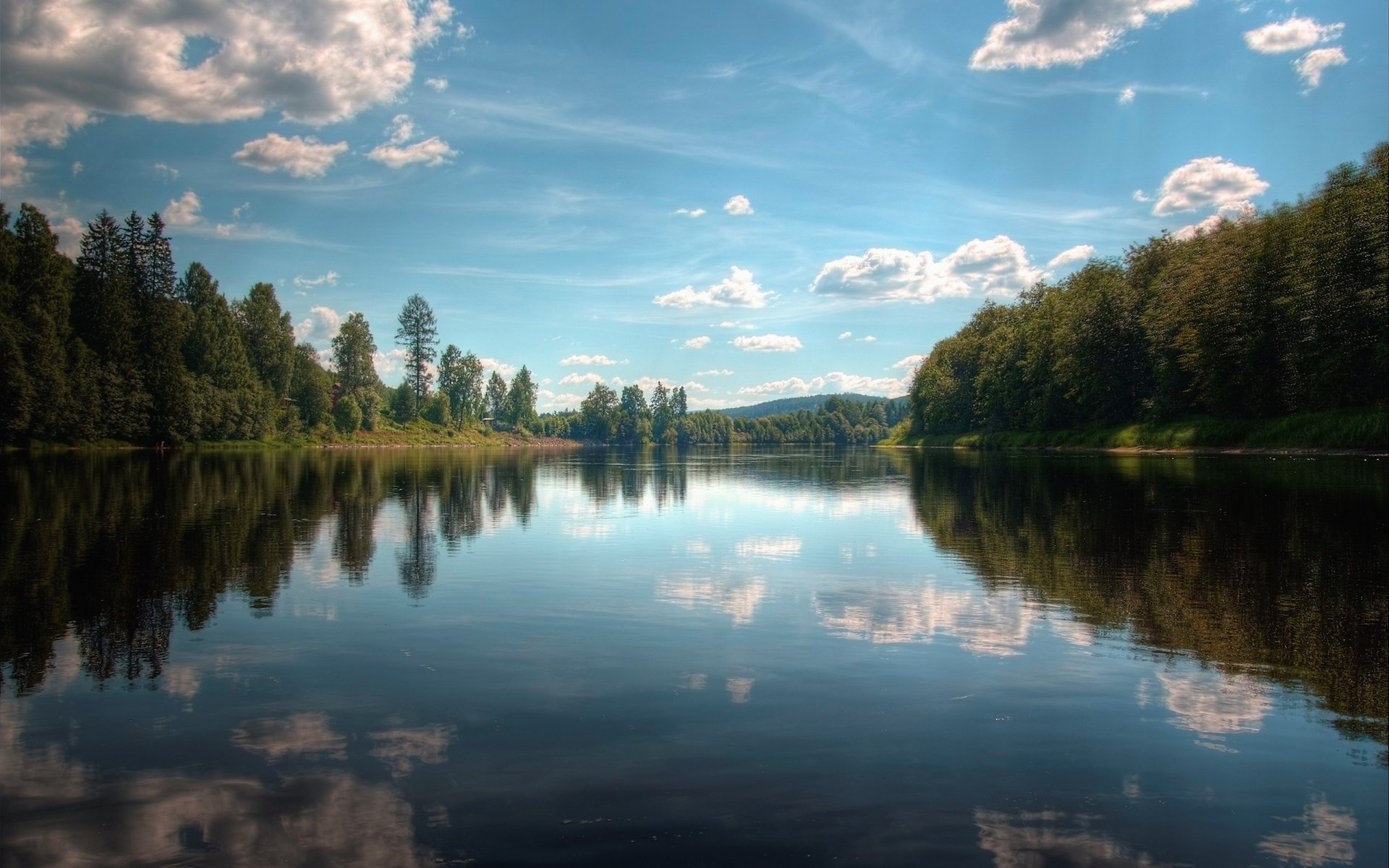 lago alberi riflessione