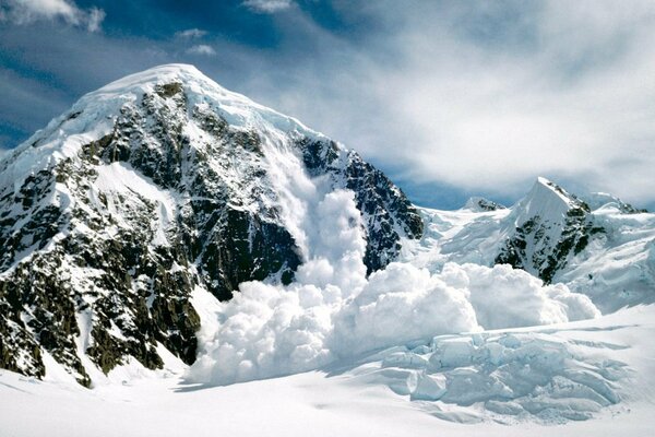 Avalanche in the mountains