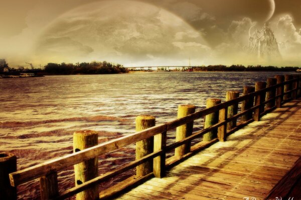 Clair de lune et ciel reflété dans l eau