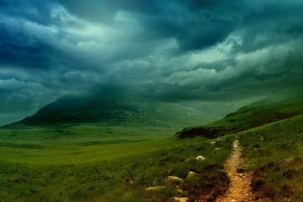 Magical landscape trail in the mountains