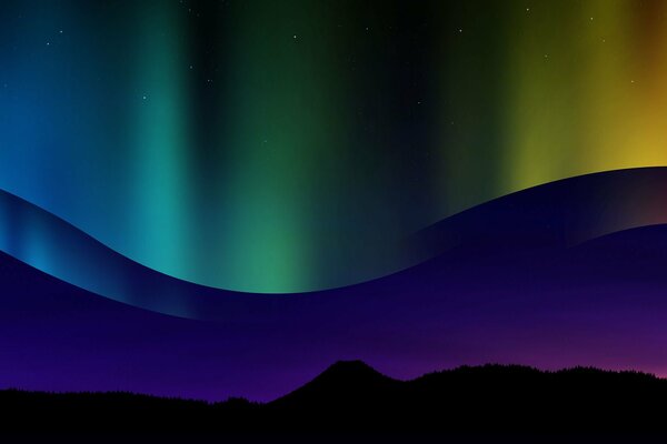 Aurora boreal en color iridiscente