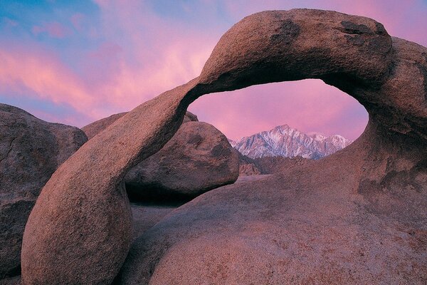 We see the sky through the unusual shape of the stones