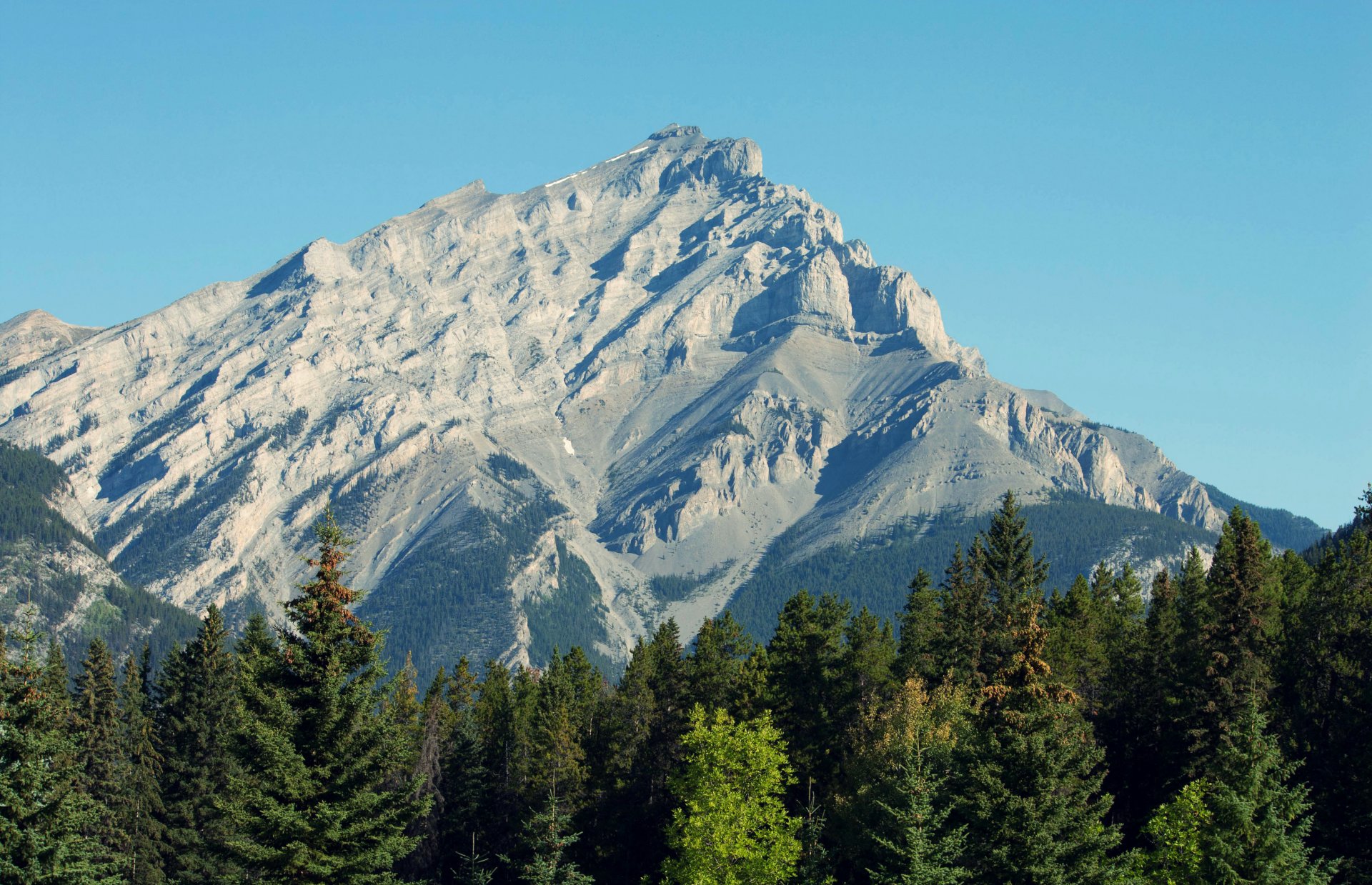 mountain cascade cascade banff national park forest sky