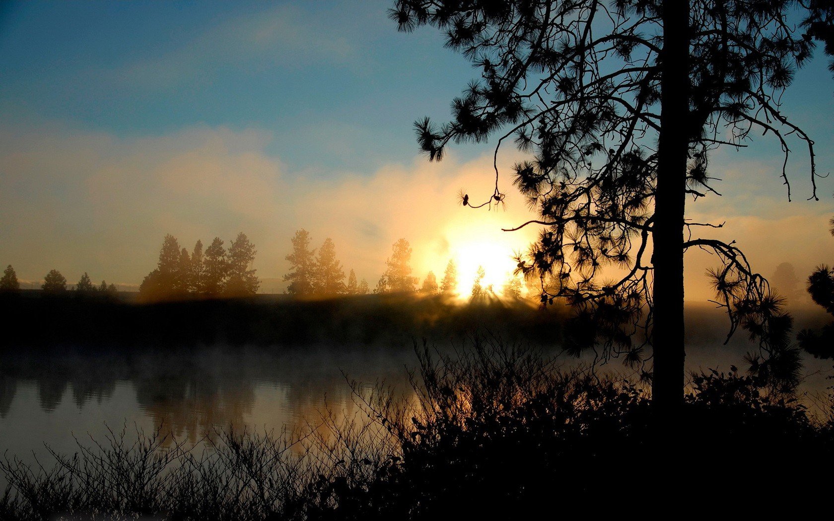 nature ciel soleil lac