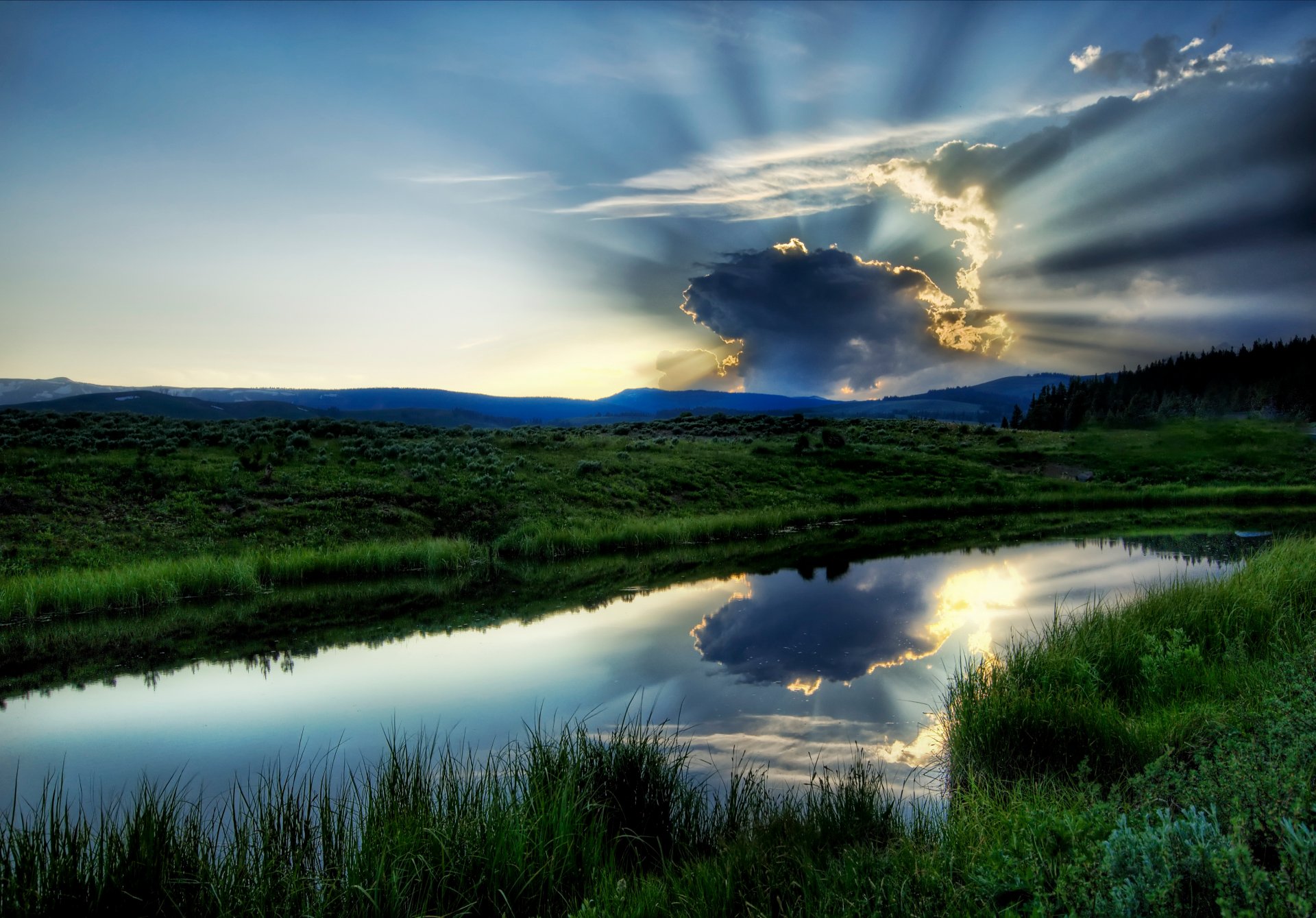 river lake water green sky landscape