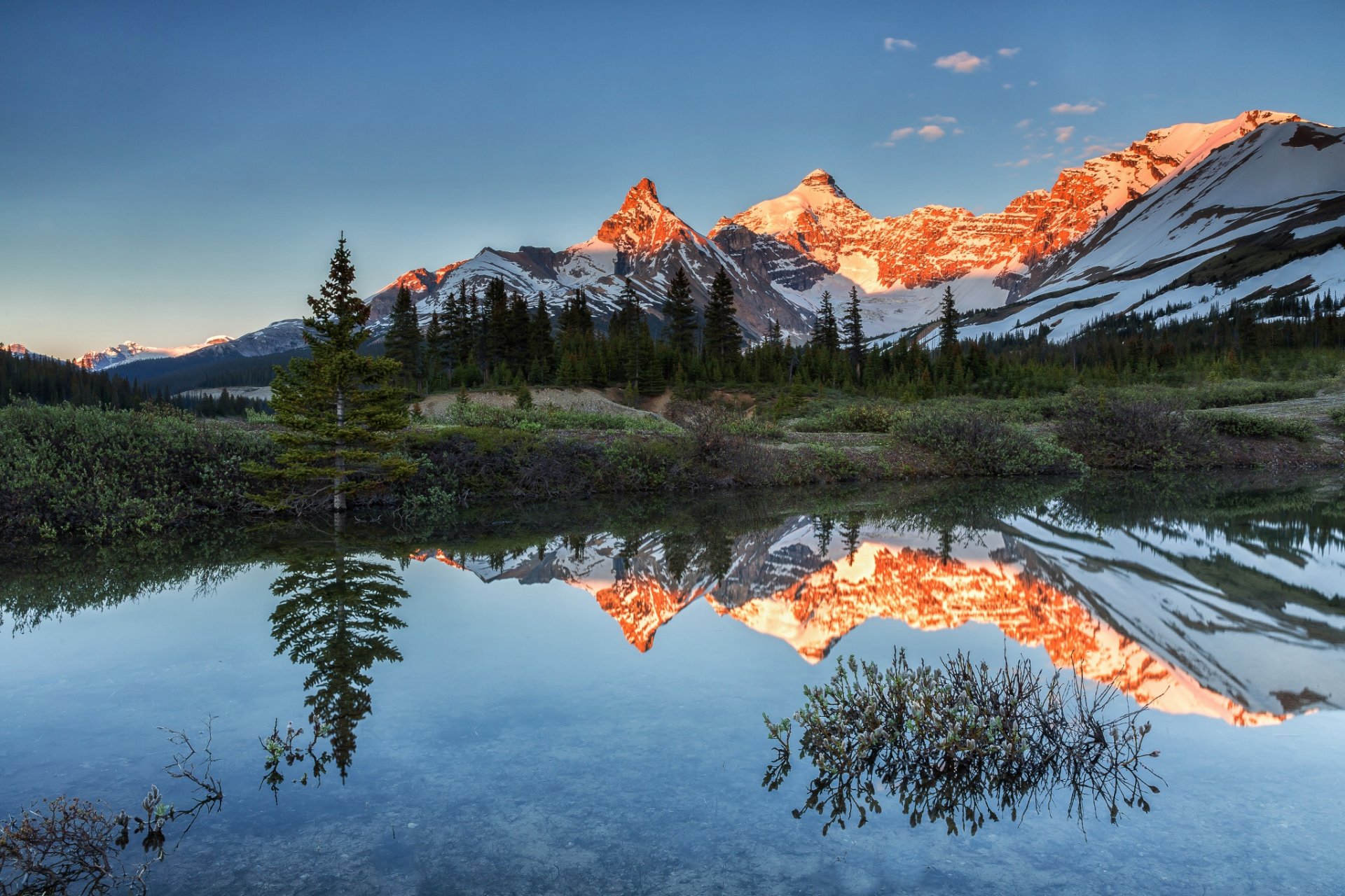 canada albert jasper national park mountain athabasca lake reflection