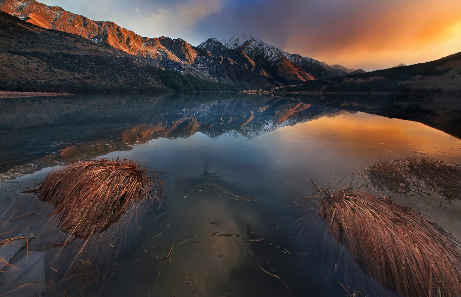 nueva zelanda isla sur lago montañas