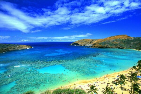 Golden sands on the warm sea