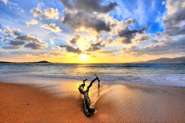 Sand sea and beautiful sunrise